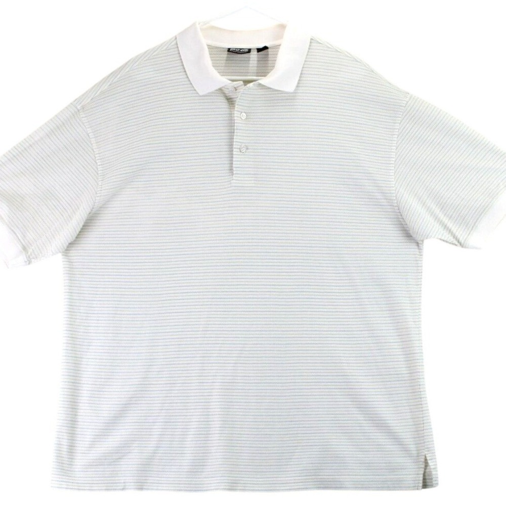 PING Mens Golf Polo Shirt Double Mercerized‎ Cotton Striped Short Sleeve Size L